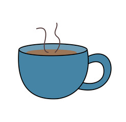 Steaming Blue Coffee Cup Illustration