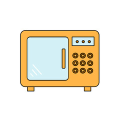 Cartoon Microwave Oven: Kitchen Appliance Illustration