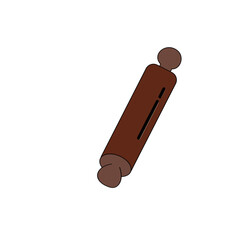 Rolling Pin Illustration: Baking Tool, Brown, Simple Design