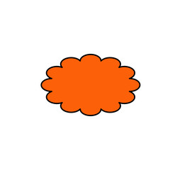 Orange Cloud Shape with Black Outline Illustration