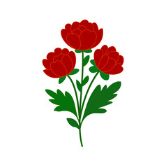 Stylized Red Peony Bouquet Illustration