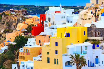 Oia church and house in Santorini, Greece