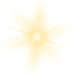 Obraz premium A bright yellow star bursts with glowing light. Tiny sparks fly outward in shimmering trails. Its radiant aura brightens the surrounding darkness.PNG