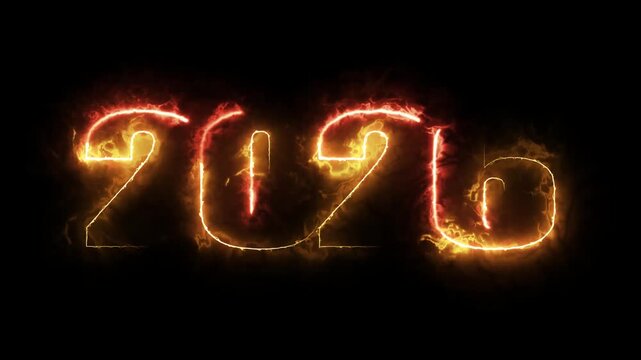 Neon fire glowing text 2026 animation video clip design 4k celebration creative light show festive party display digital motion graphic visual event - Powered by Adobe
