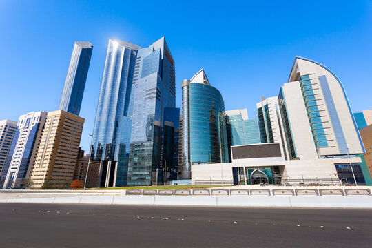 Abu Dhabi city skyline in United Arab Emirates