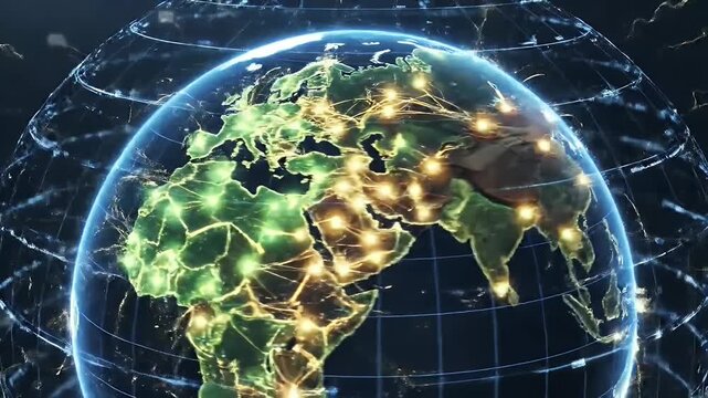 Email messages floating around the globe representing global communication