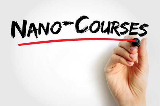 Nano-Courses text with hand drawing a red underline on white background, concept for micro learning, short education modules, modern online study format, flexible digital training design