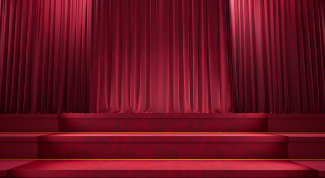 stairs with red carpet, Red carpet and velvet ropes leading up the staircase.