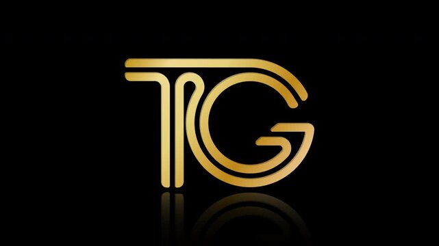 Stylized lowercase T and G with reflections, connected by a single line. Idea for a logo, emblem, or creative design