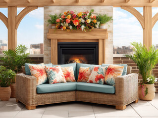 Obraz premium welcoming backyard fireplace