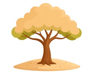 Illustration of a whimsical cartoon tree with a rounded crown