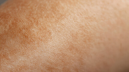 Fototapeta premium Close-up of human skin texture highlighting fine hair and natural pigmentation variations on a warm toned surface