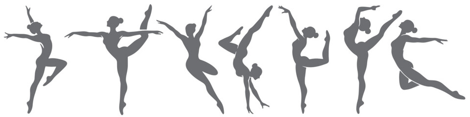 Fototapeta premium A series of dancers are shown in various poses, with one of them doing a split