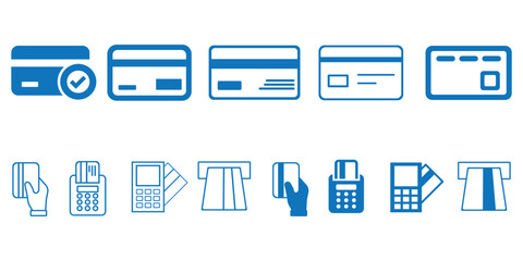 Set of Credit, MasterCard, Debit Card vector illustration.