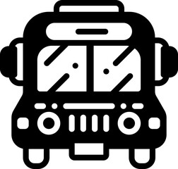 Minimal Solid line icon of a front-facing bus, perfect for transport, travel, or tour themes.