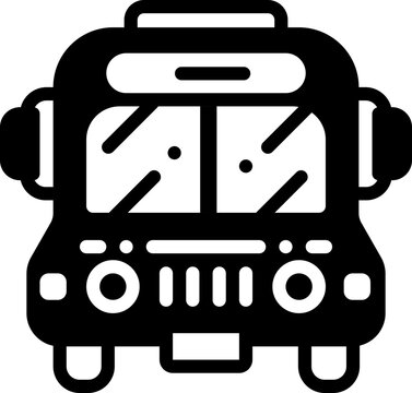 Minimal Solid line icon of a front-facing bus, perfect for transport, travel, or tour themes.