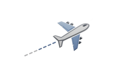 Stylized Airplane Icon with a Dotted Trail on a Transparent Background aircraft flight