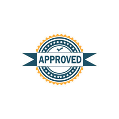 Approved Badge Icon vector Stamp.