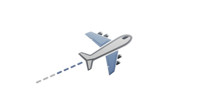 Stylized Airplane Icon with a Dotted Trail on a Transparent Background aircraft flight