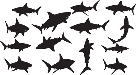 Shark silhouette set