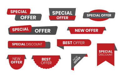 Special offer, best offer, new offer. Collection of label, sticker, badge, tags, and ribbon for promotion. Sale banner element design. Vector illustration