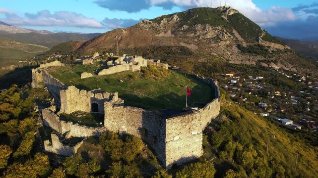 Lezh&euml; Castle Architecture: Ancient Roman Foundations, Medieval Stone Walls, Historic Albania Fortress