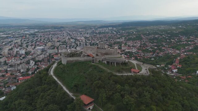 Scenic approach to the ancient fortress overlooking the city of Deva