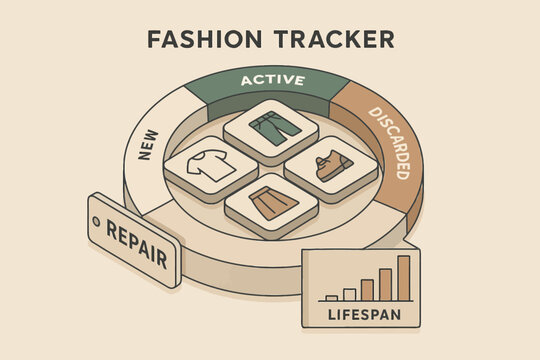Circular fashion tracker diagram with repair and lifespan categories