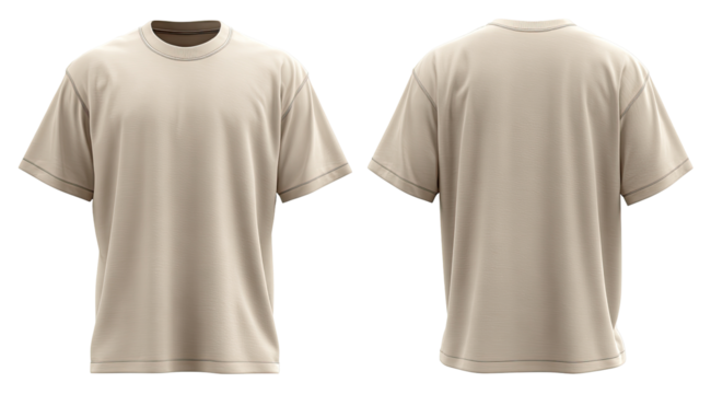 Beige t-shirt, front and back view