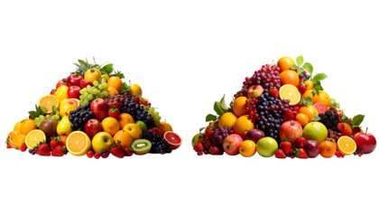 Fresh fruits and berries isolated on white background