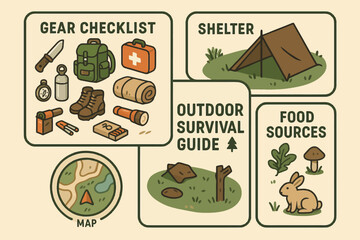 Outdoor survival guide: essential gear, shelter, and food sources