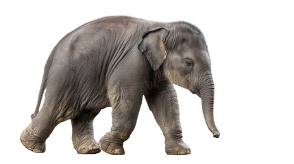 Fototapeta premium Baby elephant isolated on a white background, a small wild mammal pachyderm 