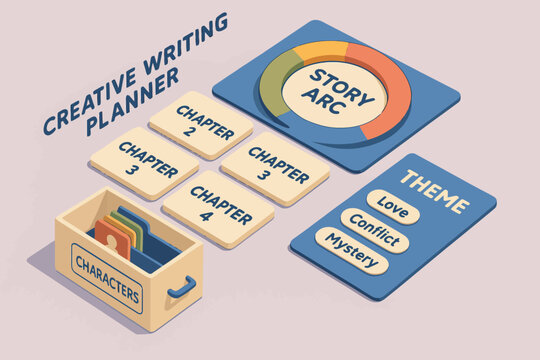 Creative writing planner with story arc and chapter themes