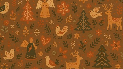 Fototapeta premium Whimsical festive woodland desktop wallpaper