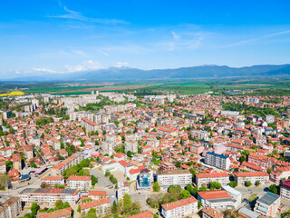 Kazanlak city centre aerial panoramic view in Bulgaria © saiko3p