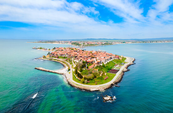 Nesebar or Nessebar aerial panoramic view, Bulgaria