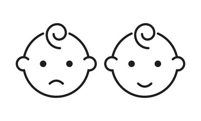 Minimal Baby Face Emotions Line Art Vector for Education & Design