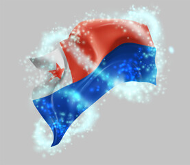 Chile, vector 3d flag in whirlwind of magical radiance