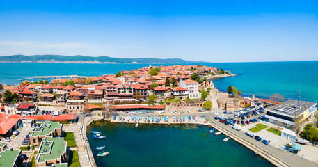 Obraz premium Nesebar or Nessebar port aerial panoramic view, Bulgaria