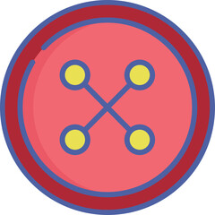 A Red Button With Four Yellow Holes And A Blue Outline Isolated On A Transparent Background Detailed Simple Graphic Design