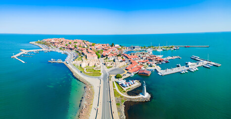 Nesebar or Nessebar aerial panoramic view, Bulgaria