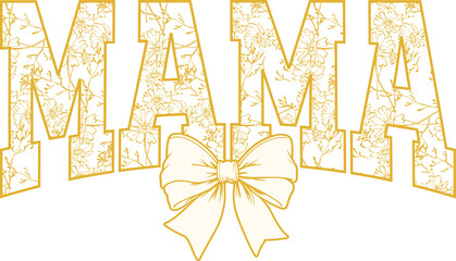 Daisy coquette mama png, April birth month flower, sublimation design, dtf dtg transfer, mug t shirt print, flowers leaves botanical, toile de jouy, vintage sketch, floral ribbon bow