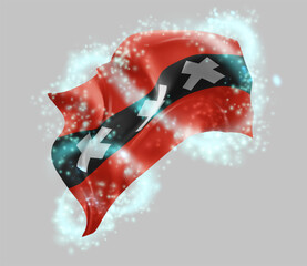 Amsterdam, vector 3d flag in whirlwind of magical radiance