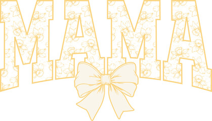 Daffodil coquette mama png, March birth month flower, sublimation design, dtf dtg transfer, mug t shirt print, flowers leaves botanical, toile de jouy, vintage sketch, floral ribbon bow