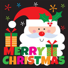 cute santa for christmas card, gift bag or box design
