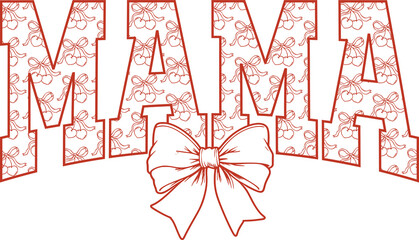 Cherry coquette mama png, sublimation design, dtf dtg transfer, mug t shirt print, summer fruit, vintage sketch, ribbon bow