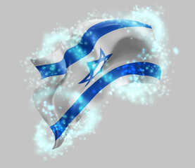 Israel, vector 3d flag in whirlwind of magical radiance