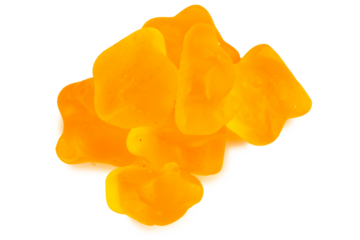 Pile of Colorful Gummy bear Candies Isolated on White Background