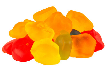 Pile of Colorful Gummy bear Candies Isolated on White Background