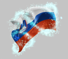 Slovenia, vector 3d flag in whirlwind of magical radiance